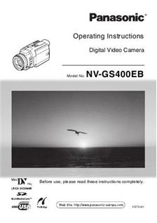 Panasonic NV GS 400 manual. Camera Instructions.